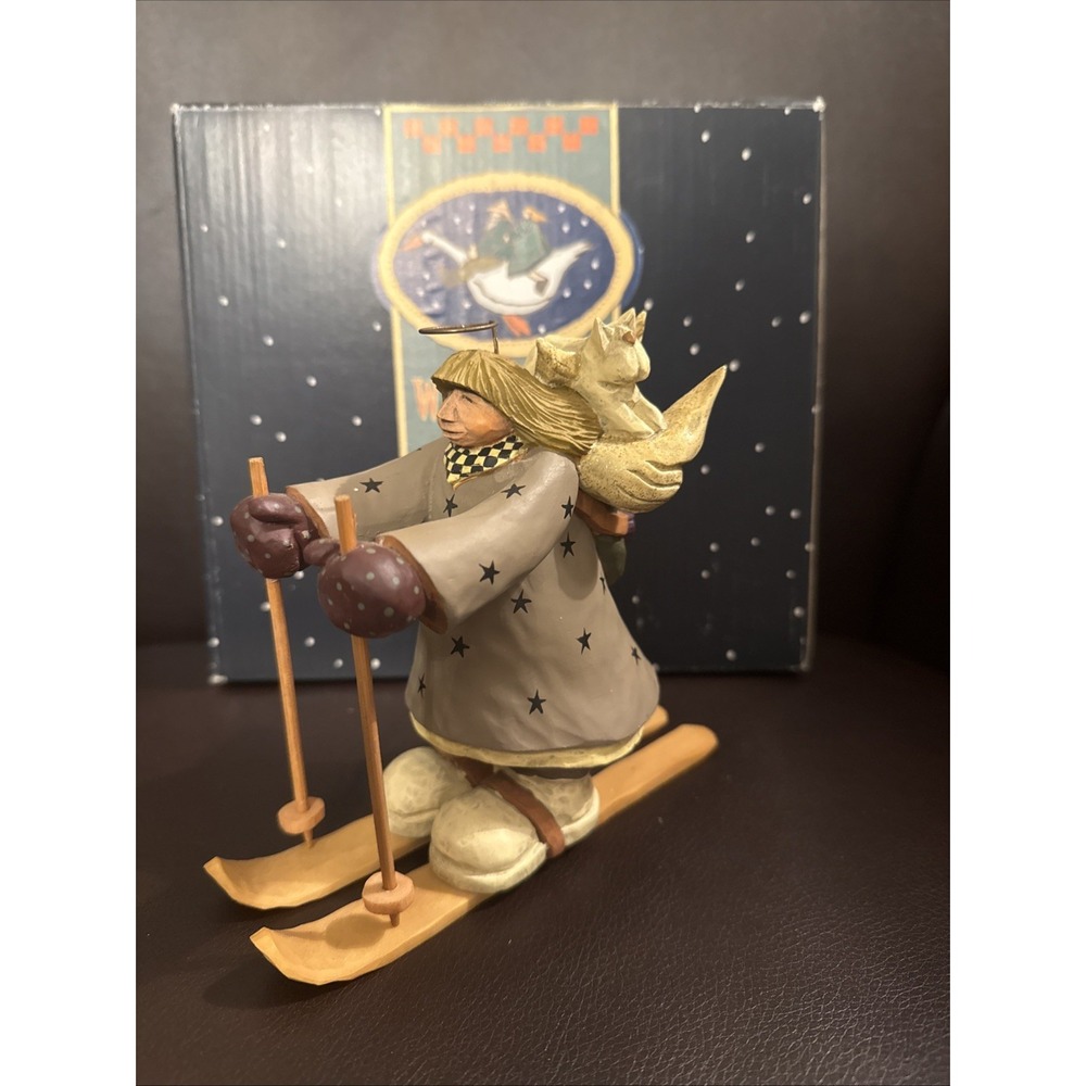 2000 Williraye Studio "Angel on Skis with Backpack" Figurine - WW2355